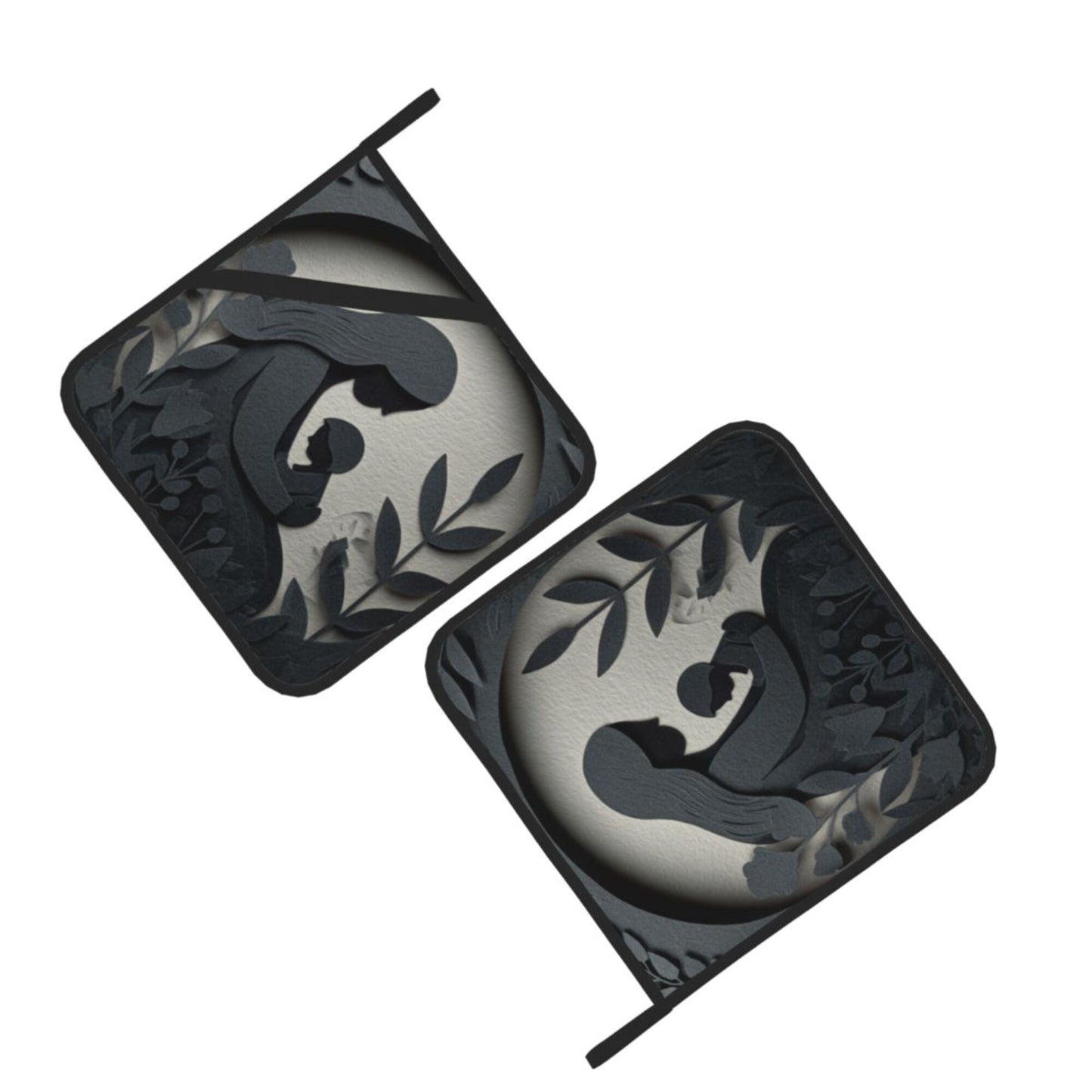 2 - Pack Square Heat - Resistant Pot Holders with Mother - Love Silhouette Pattern - Three - Layer Protection, Multi - Scenario Hanging Pot Pads
