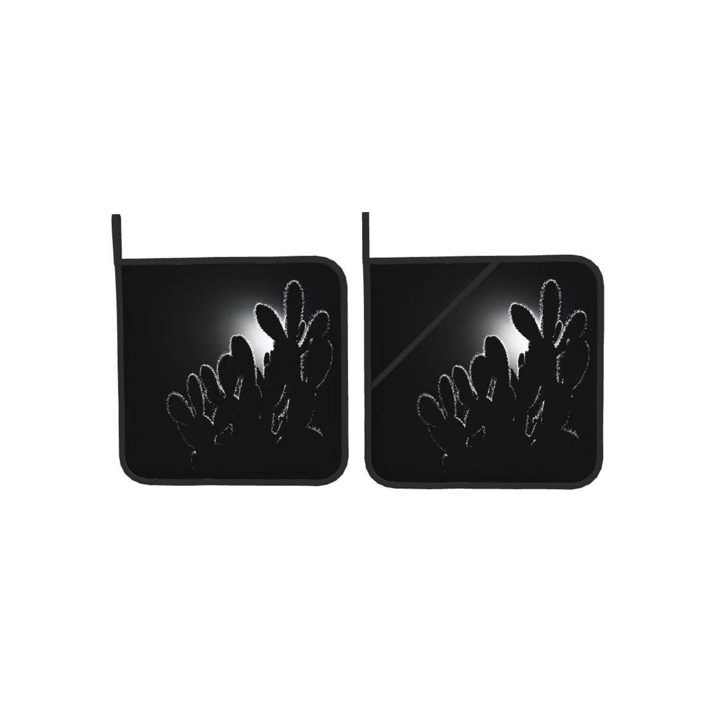 2 - Pack Square Heat - Resistant Pot Holders with Cactus Silhouette Pattern - Three - Layer Protection, Multi - Scenario Hanging Pot Pads