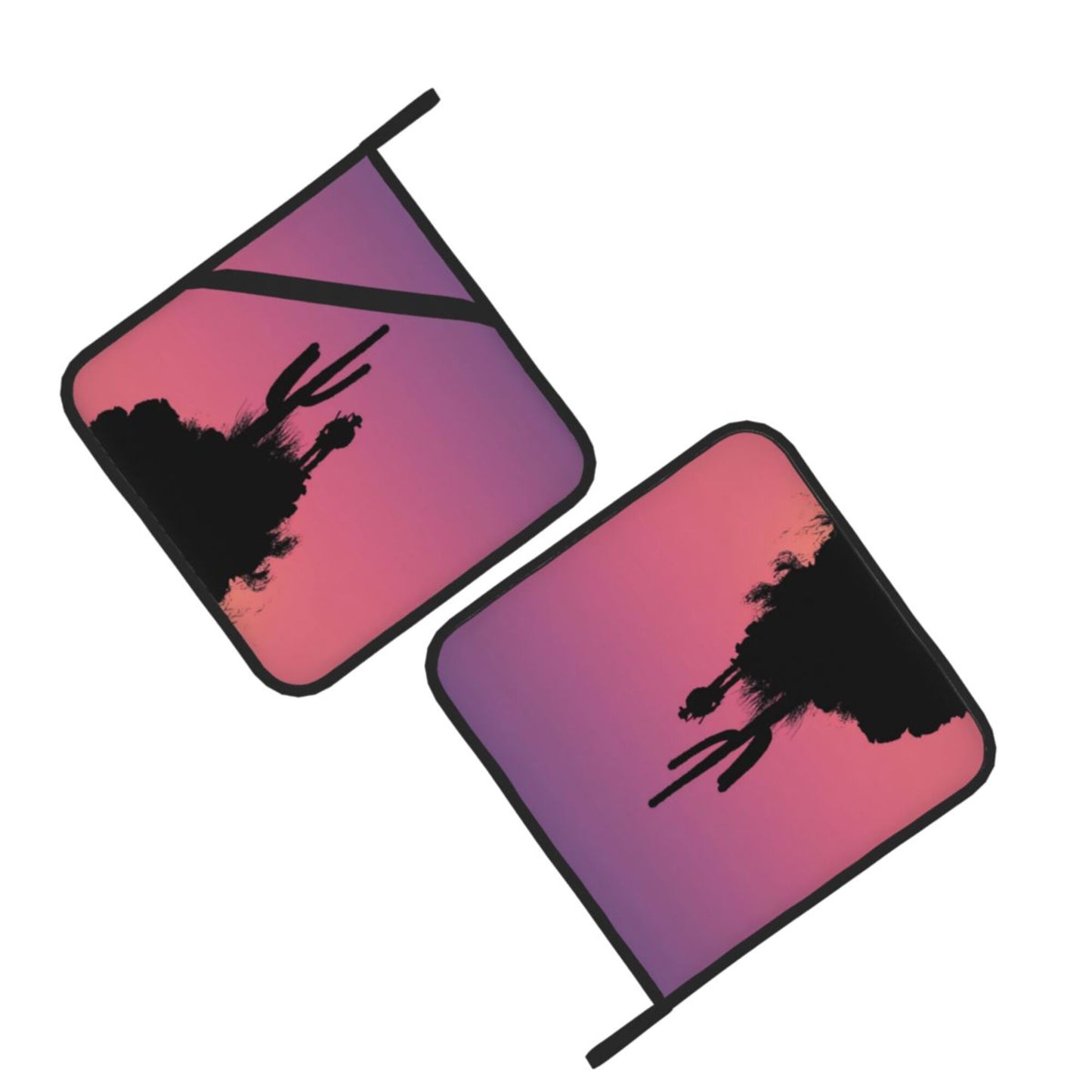 2 - Pack Square Heat - Resistant Pot Holders with Desert Silhouette Pattern - Three - Layer Protection, Multi - Scenario Hanging Pot Pads
