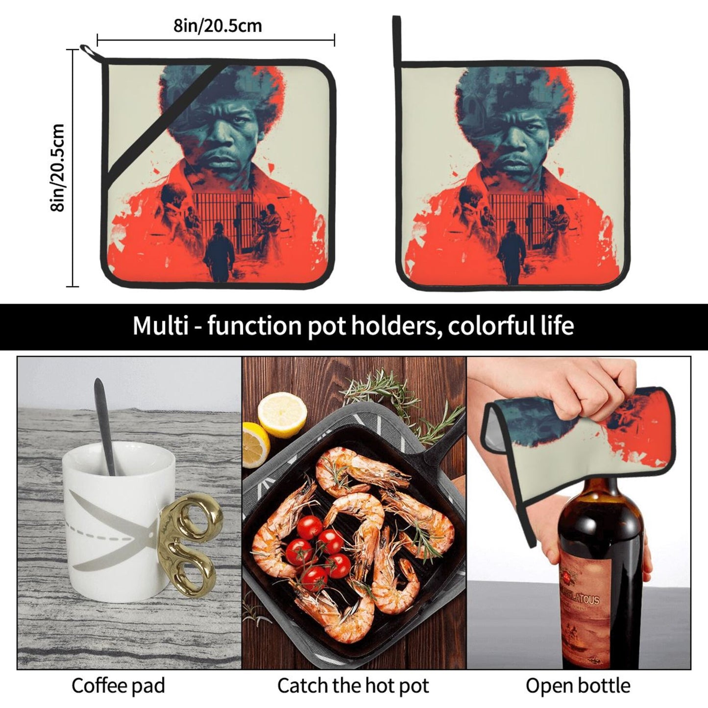 2 - Pack Square Heat - Resistant Pot Holders with Movie - Themed Art Pattern - Three - Layer Protection, Multi - Scenario Hanging Pot Pads