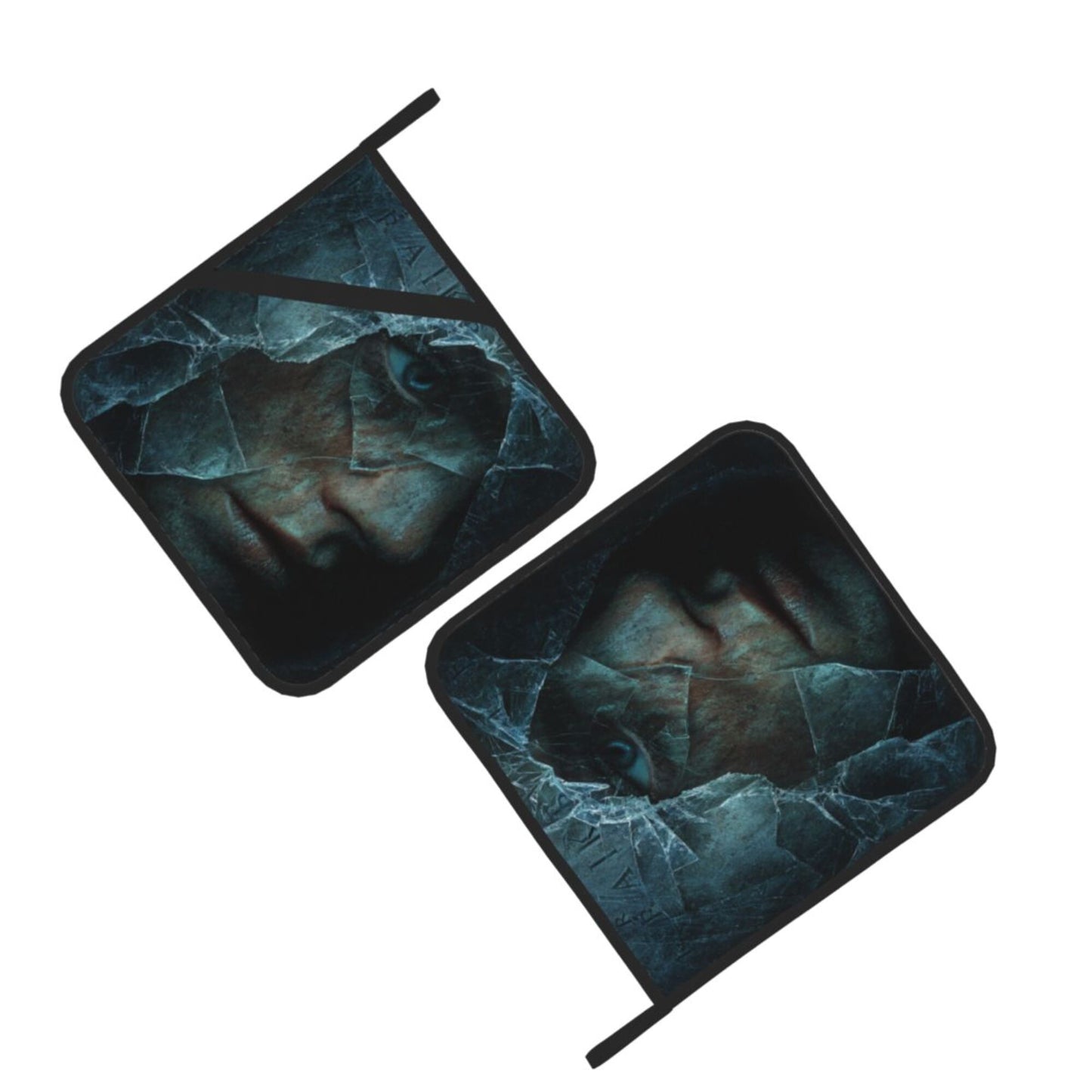 2 - Pack Square Heat - Resistant Pot Holders with Movie Character Broken Mirror Pattern - Three - Layer Protection, Multi - Scenario Hanging Pot Pads