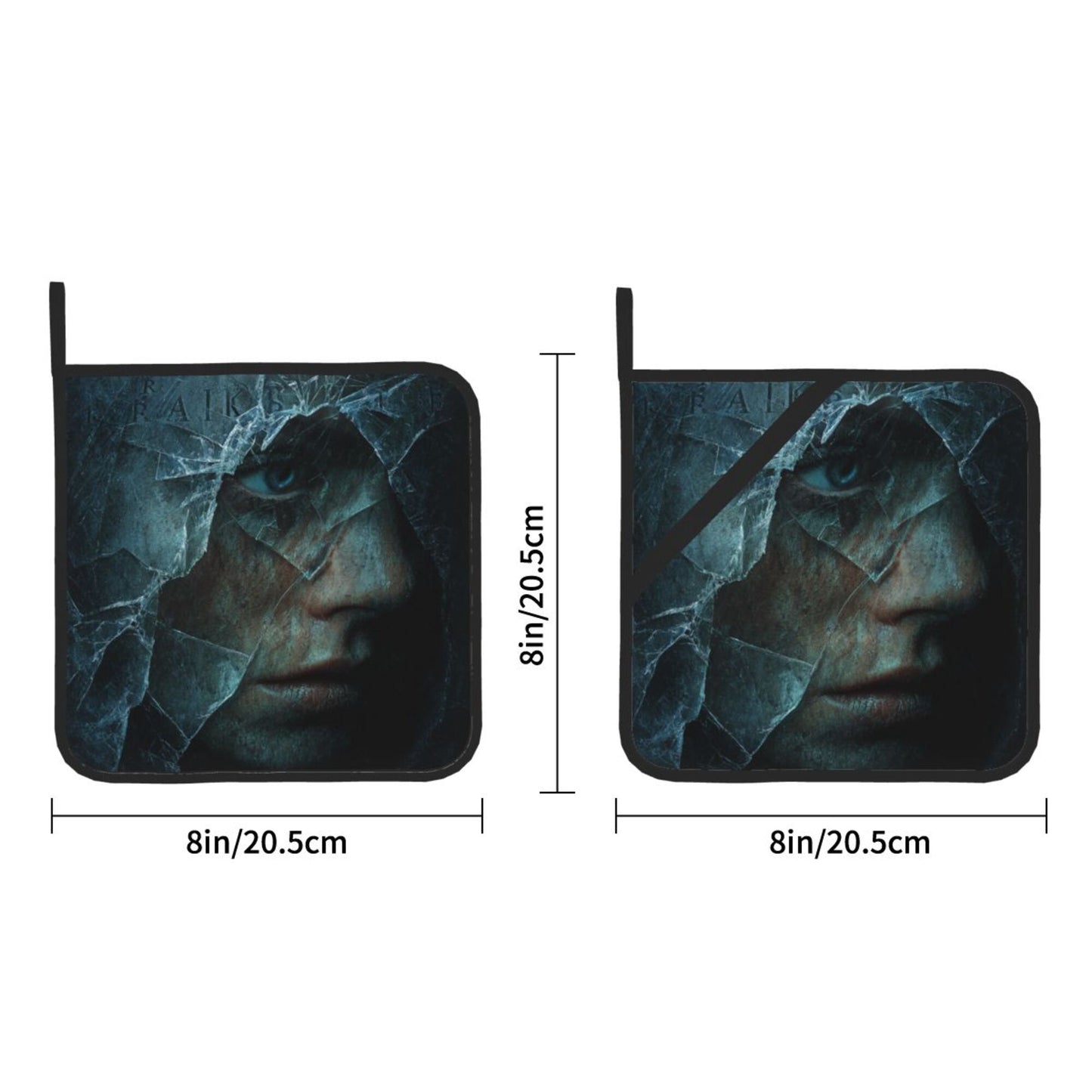 2 - Pack Square Heat - Resistant Pot Holders with Movie Character Broken Mirror Pattern - Three - Layer Protection, Multi - Scenario Hanging Pot Pads