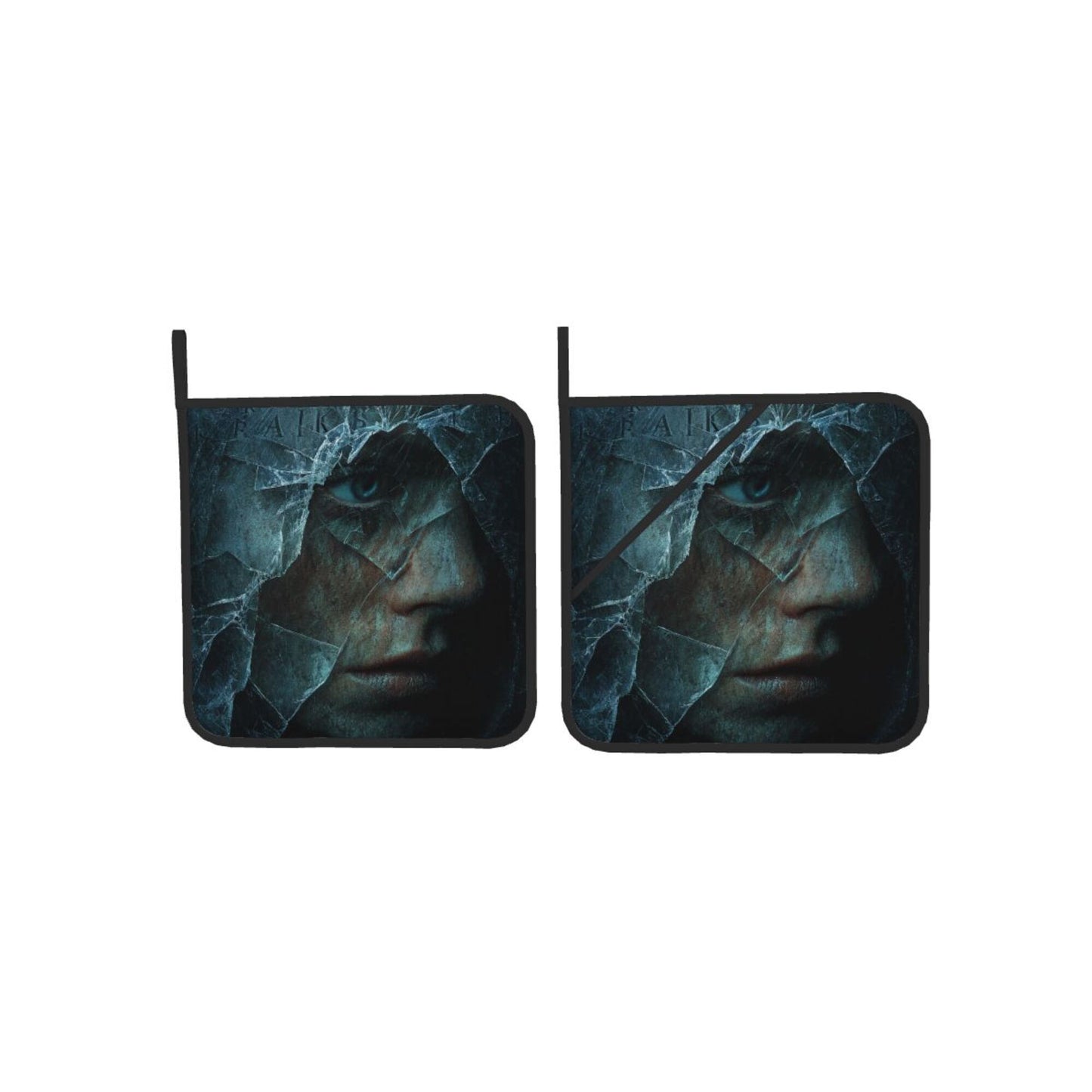 2 - Pack Square Heat - Resistant Pot Holders with Movie Character Broken Mirror Pattern - Three - Layer Protection, Multi - Scenario Hanging Pot Pads