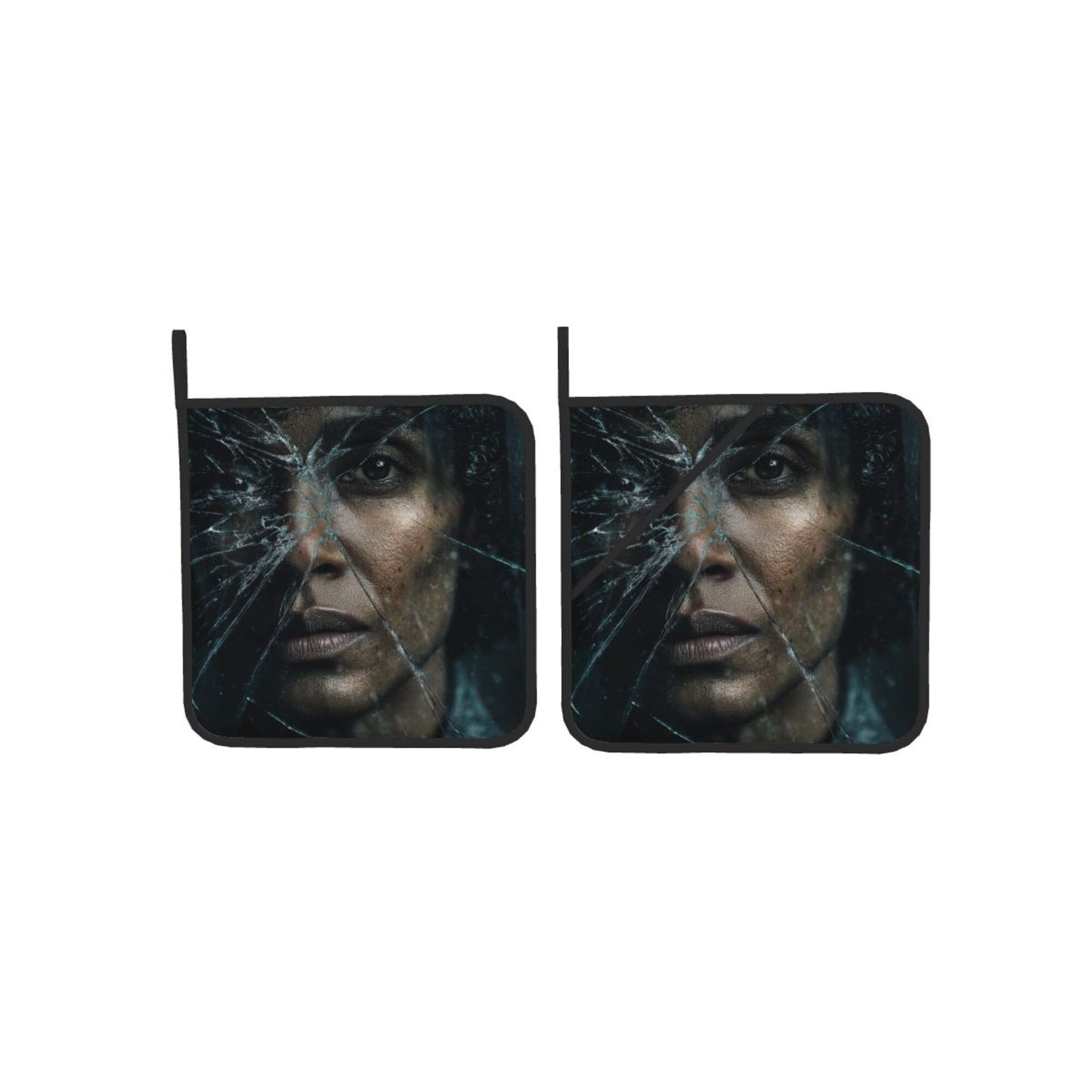 2 - Pack Square Heat - Resistant Pot Holders with Movie Character Broken Mirror Art Pattern - Three - Layer Protection, Multi - Scenario Hanging Pot Pads
