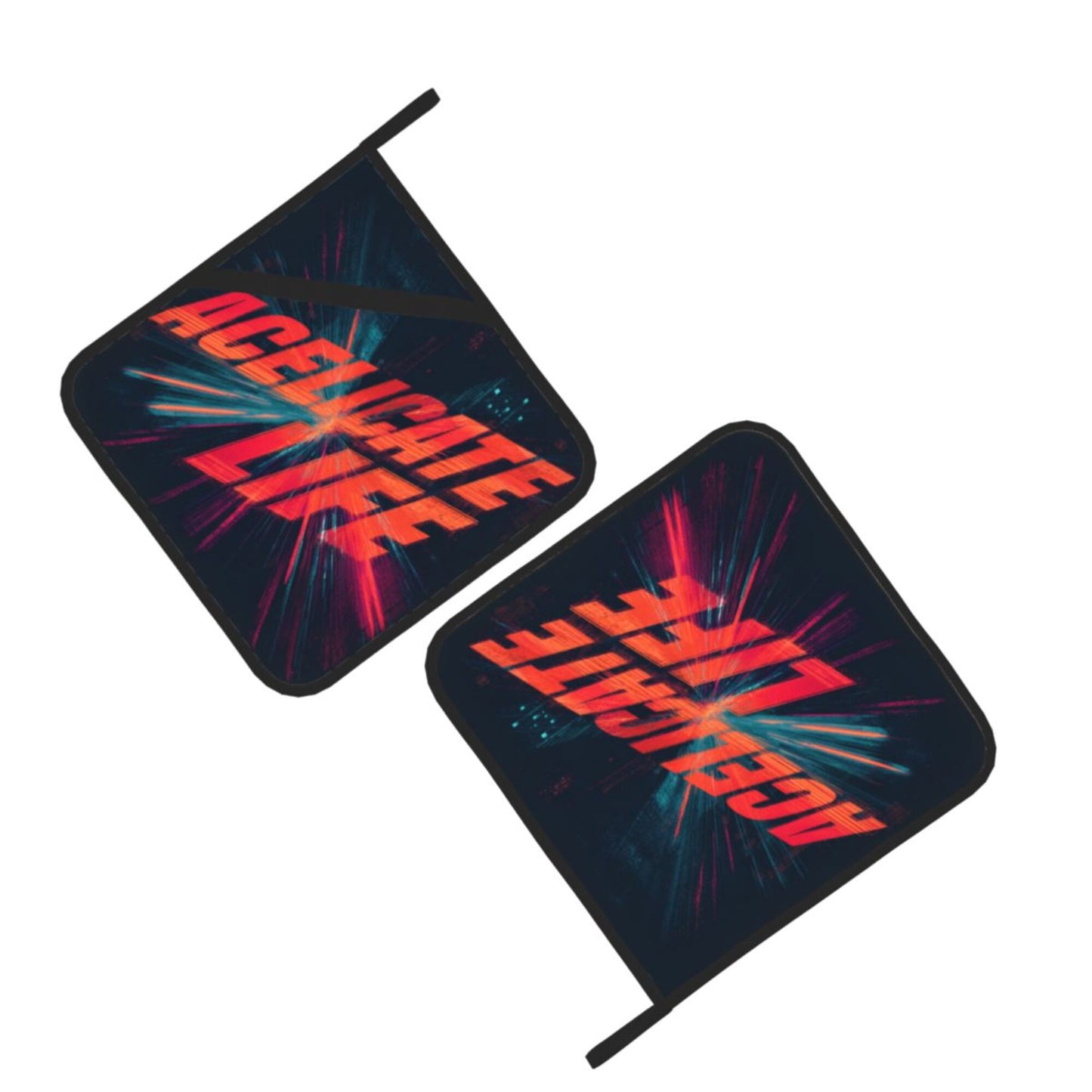 2 - Pack Square Heat - Resistant Pot Holders with Trendy “ACELICATE LIFE” Print - Three - Layer Protection, Multi - Scenario Hanging Pot Pads