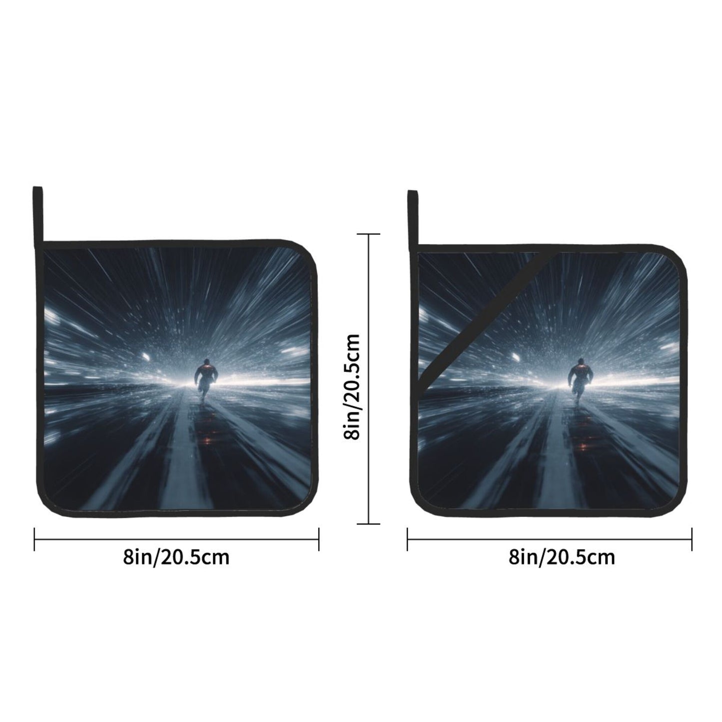 2 - Pack Square Heat - Resistant Pot Holders with Sci - Fi Running Theme - Three - Layer Protection, Multi - Scenario Hanging Pot Pads