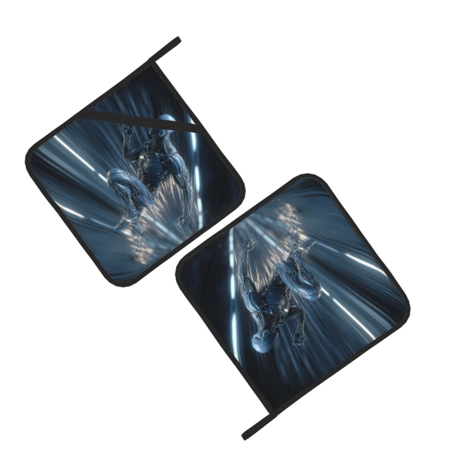 2 - Pack Square Heat - Resistant Pot Holders with Sci - Fi Running Figure - Three - Layer Protection, Multi - Scenario Hanging Pot Pads