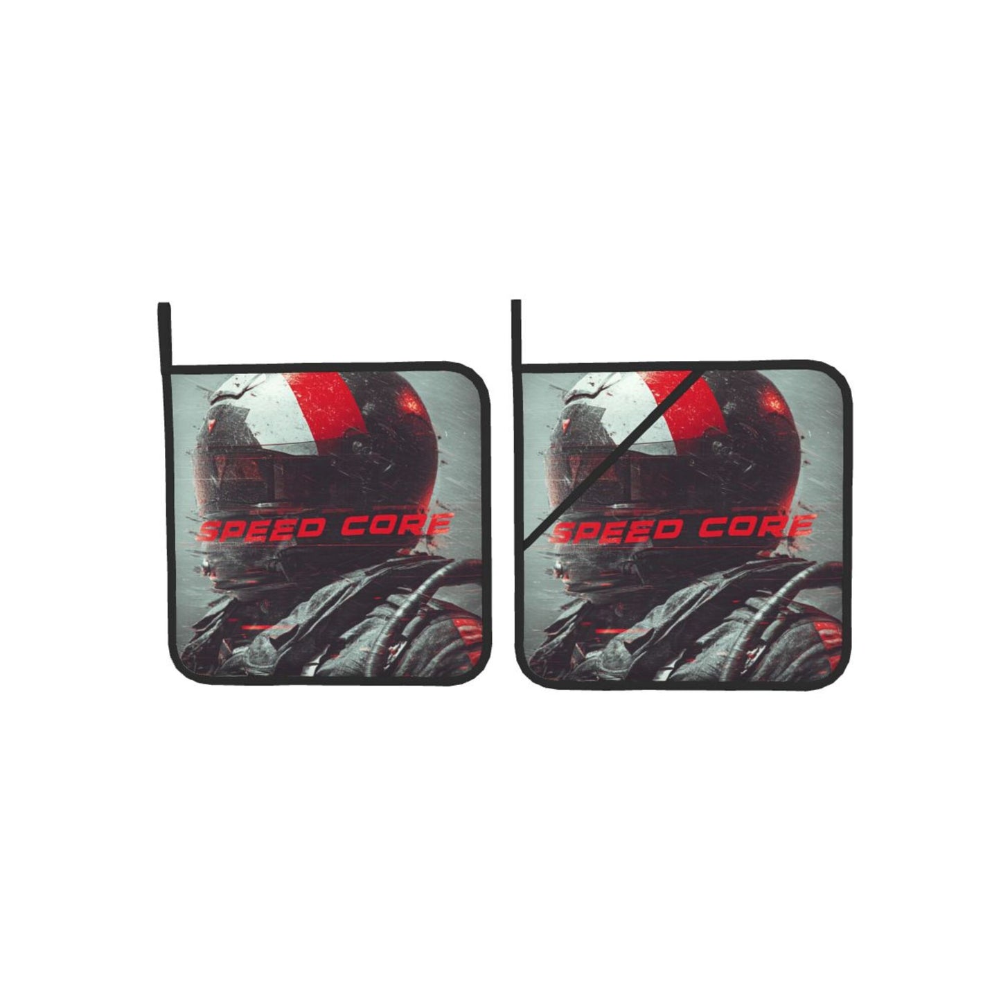 2 - Pack Square Heat - Resistant Pot Holders with SPEED CORE Theme - Three - Layer Protection, Multi - Scenario Hanging Pot Pads