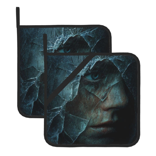 2 - Pack Square Heat - Resistant Pot Holders with Movie Character Broken Mirror Pattern - Three - Layer Protection, Multi - Scenario Hanging Pot Pads