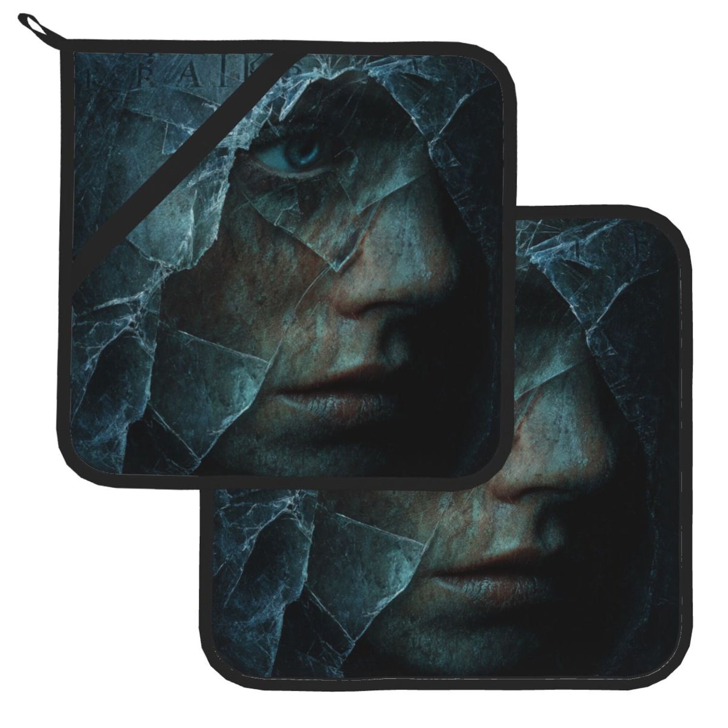 2 - Pack Square Heat - Resistant Pot Holders with Movie Character Broken Mirror Pattern - Three - Layer Protection, Multi - Scenario Hanging Pot Pads