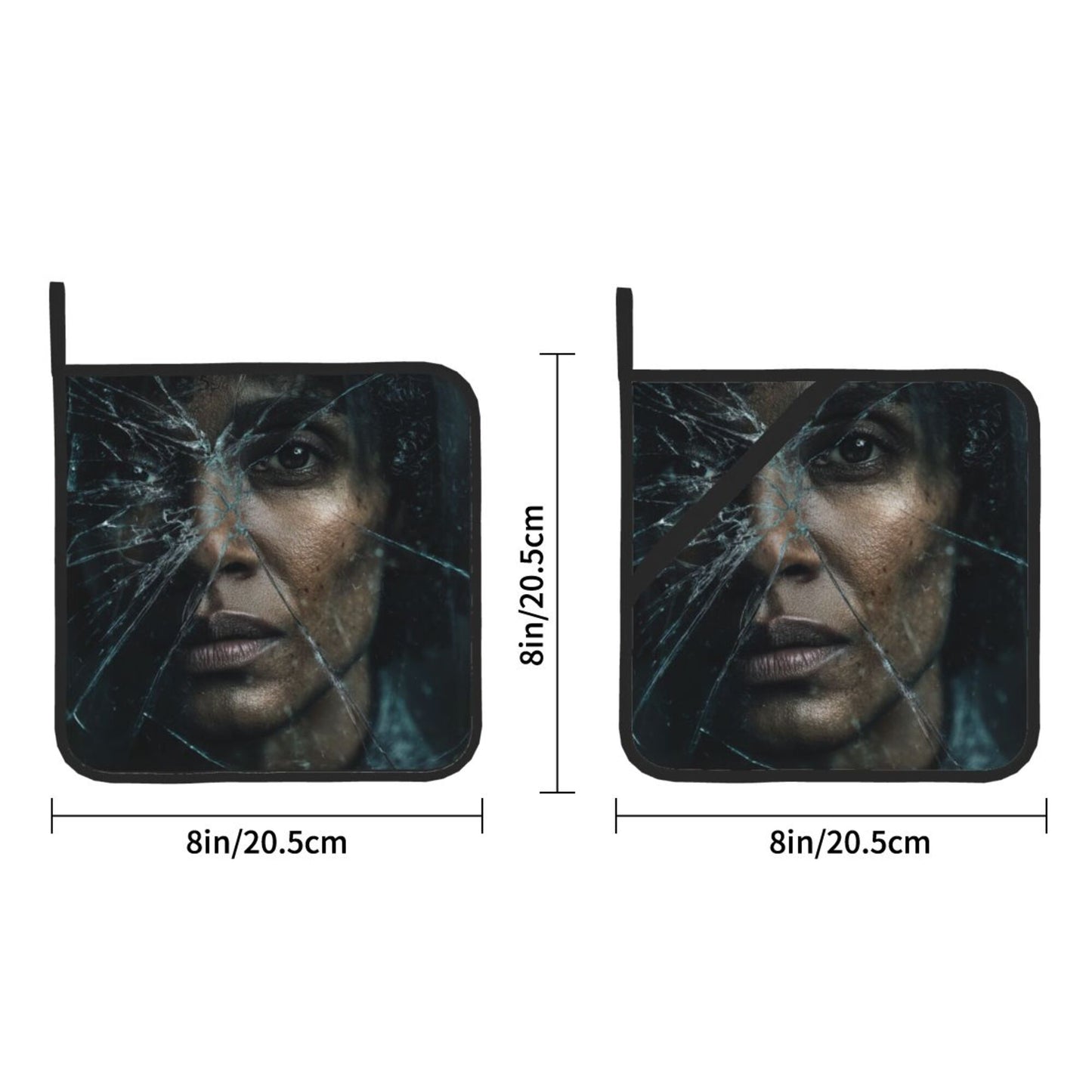 2 - Pack Square Heat - Resistant Pot Holders with Movie Character Broken Mirror Art Pattern - Three - Layer Protection, Multi - Scenario Hanging Pot Pads