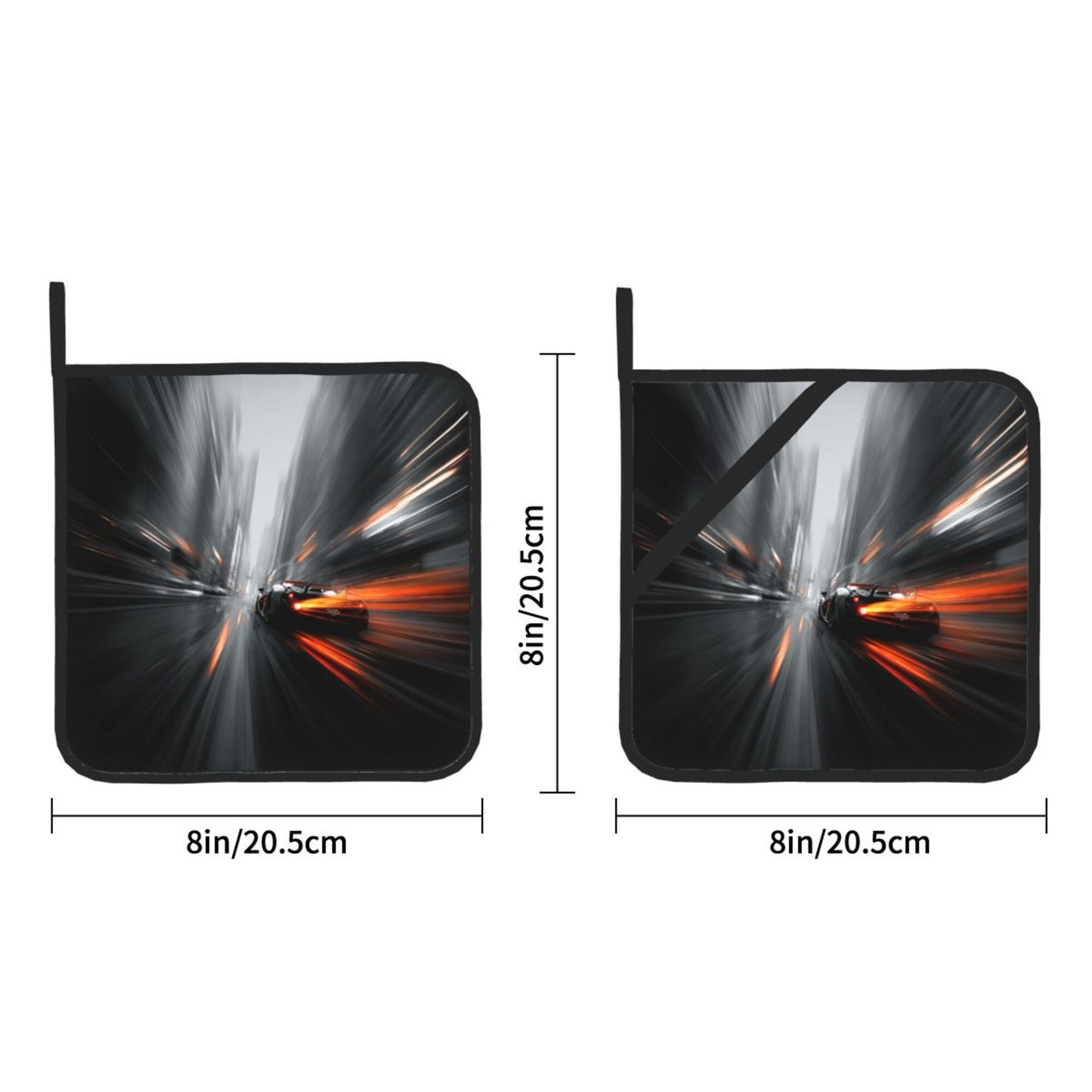 2 - Pack Square Heat - Resistant Pot Holders with Speed and Passion Theme - Three - Layer Protection, Multi - Scenario Hanging Pot Pads