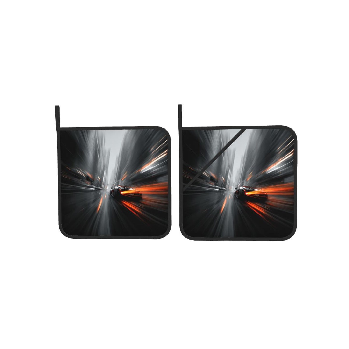 2 - Pack Square Heat - Resistant Pot Holders with Speed and Passion Theme - Three - Layer Protection, Multi - Scenario Hanging Pot Pads