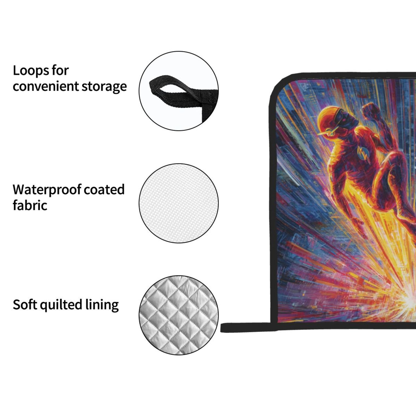 2 - Pack Square Heat - Resistant Pot Holders with The Flash Theme - Three - Layer Protection, Multi - Scenario Hanging Pot Pads