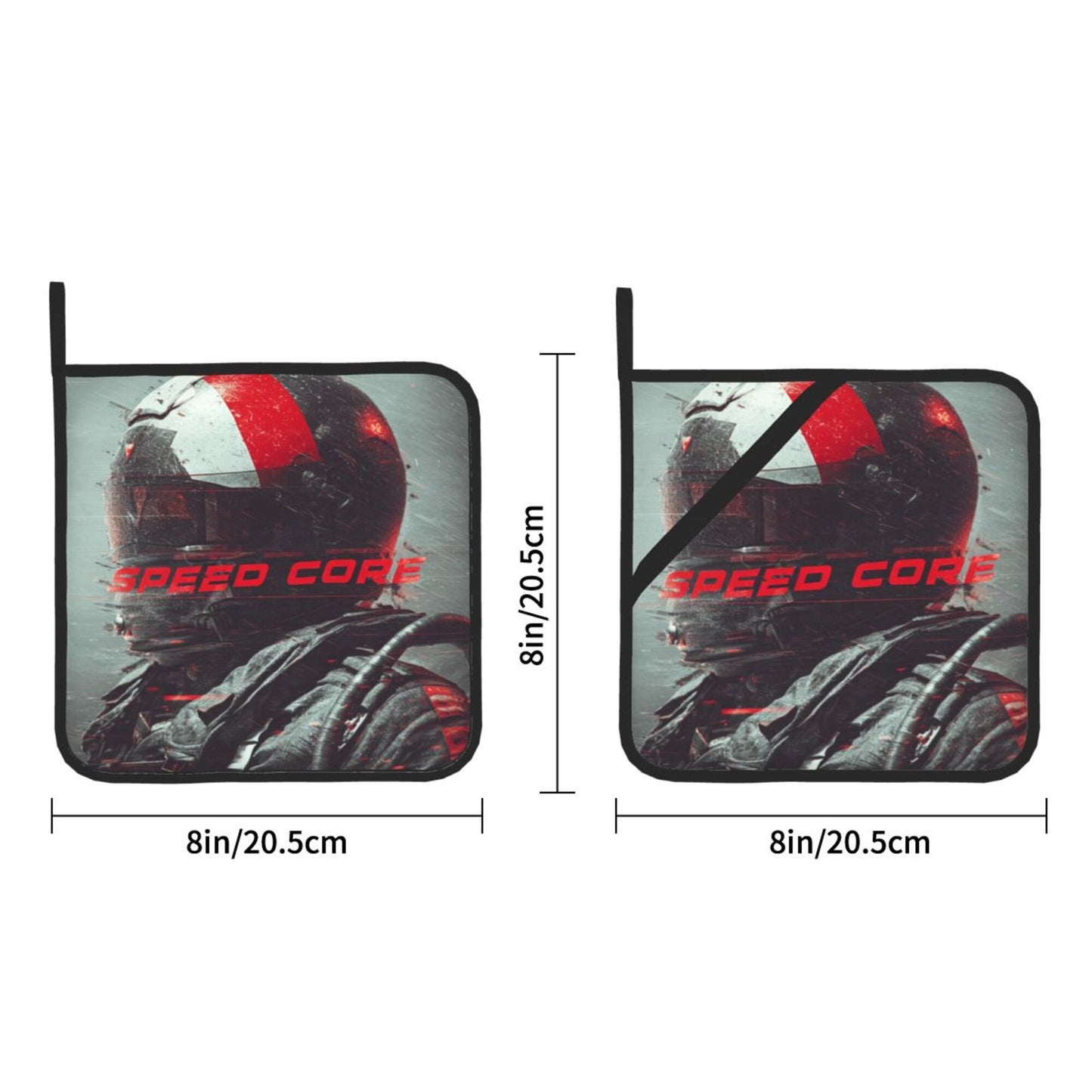 2 - Pack Square Heat - Resistant Pot Holders with SPEED CORE Theme - Three - Layer Protection, Multi - Scenario Hanging Pot Pads
